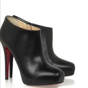 Christian Louboutin Shoes Heels Platform Ankle Boots Miss 120 Bootie Leather Bla